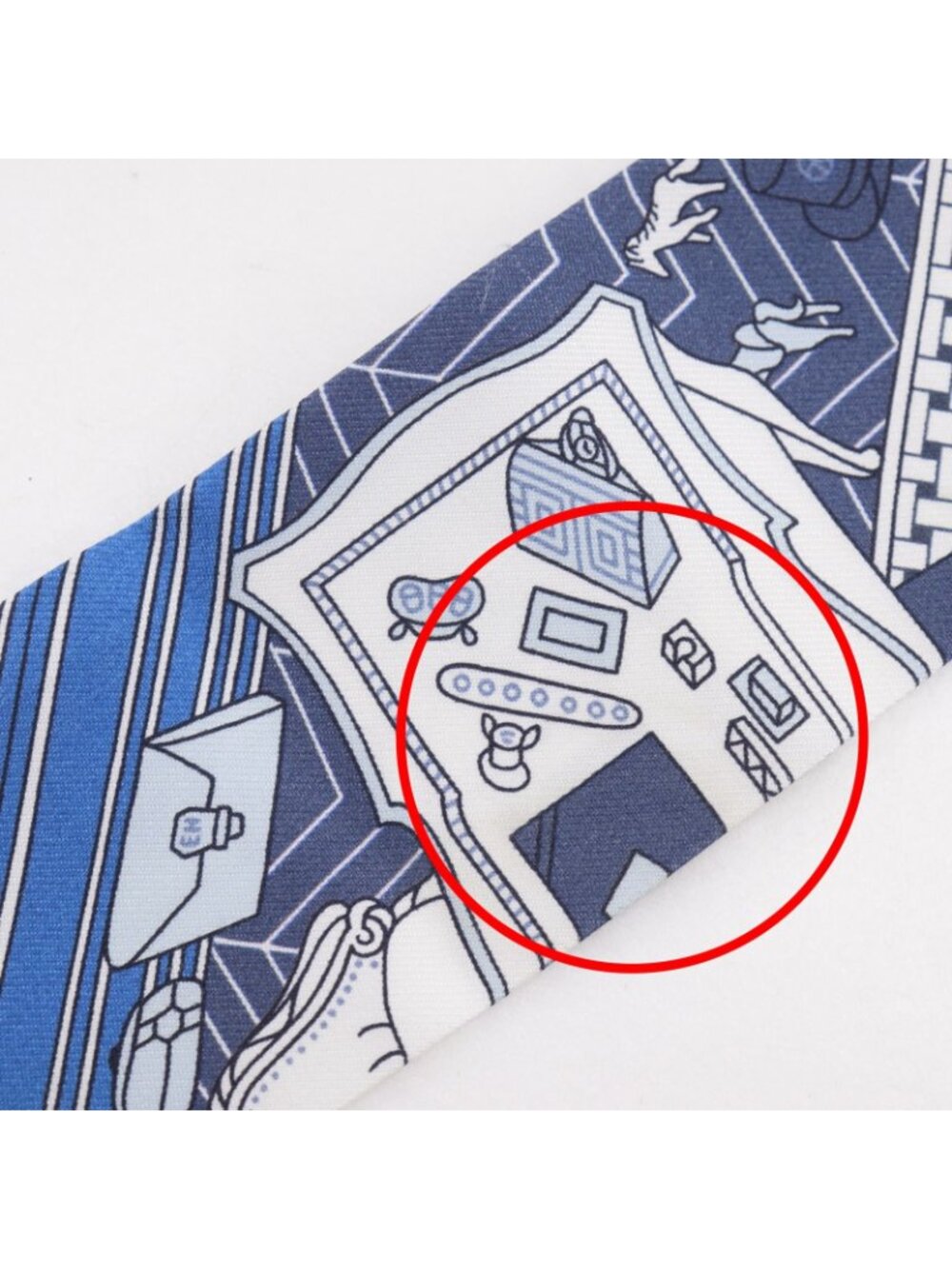 Hermes Twilly Object Curiosity Silk Blue Scarf - Picture 4 of 5